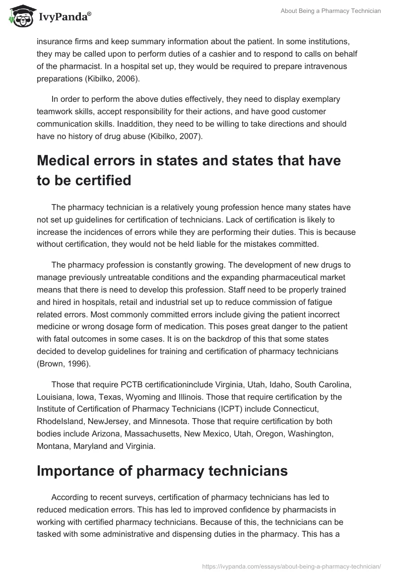 About Being a Pharmacy Technician. Page 3