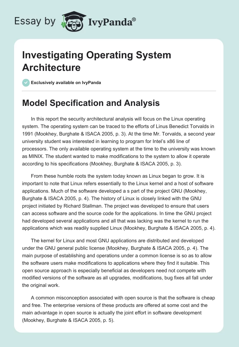 Investigating Operating System Architecture. Page 1