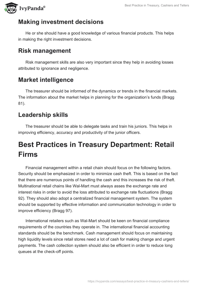 Best Practice in Treasury, Cashiers and Tellers. Page 2