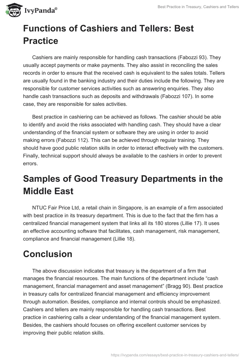 Best Practice in Treasury, Cashiers and Tellers. Page 3