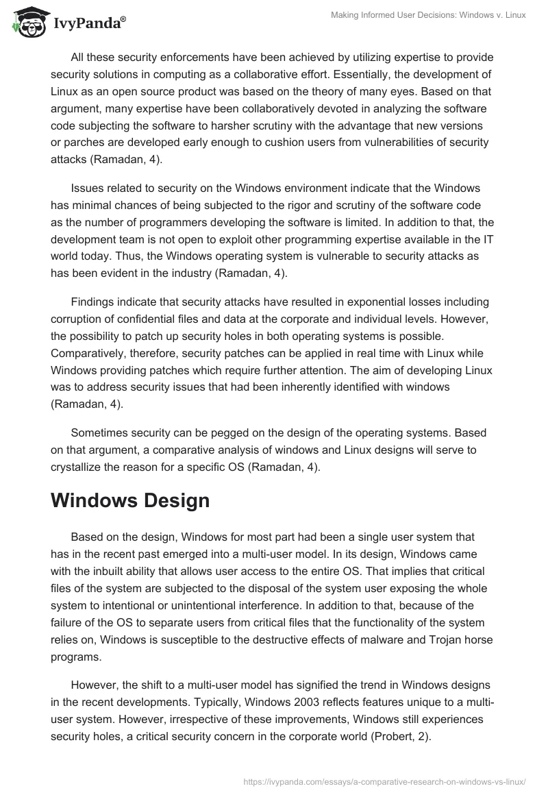 Making Informed User Decisions: Windows v. Linux. Page 5