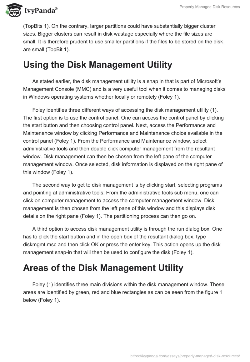 Properly Managed Disk Resources. Page 5