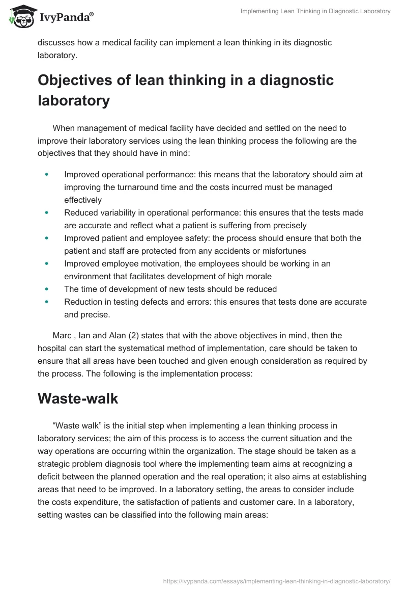 Implementing Lean Thinking in Diagnostic Laboratory. Page 2