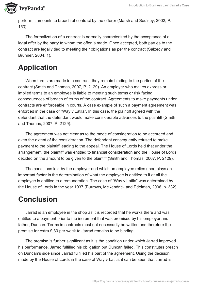 Introduction to Business Law: Jarrad’s Case. Page 2