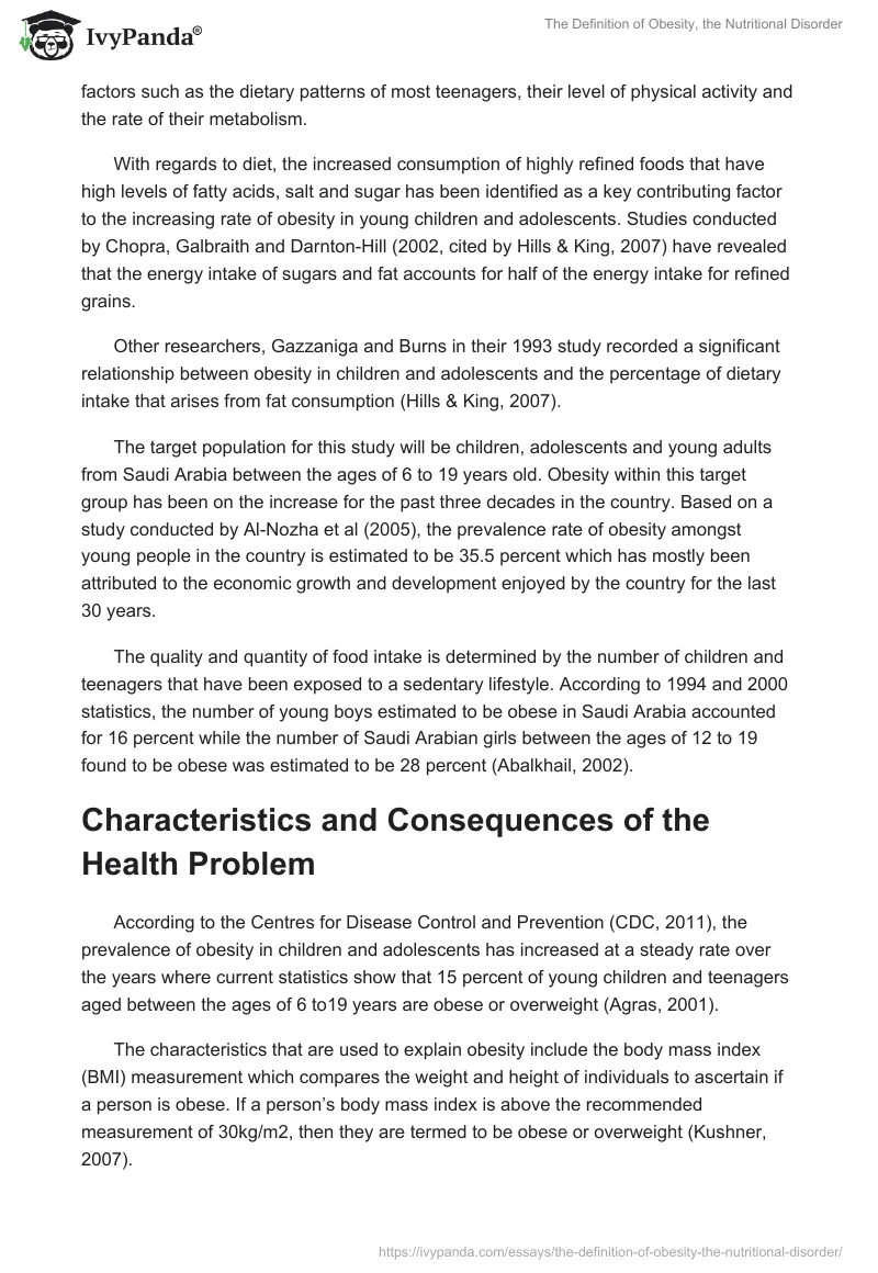The Definition of Obesity, the Nutritional Disorder. Page 2