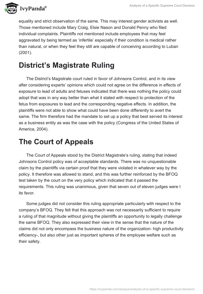 Analysis of a Specific Supreme Court Decision. Page 2