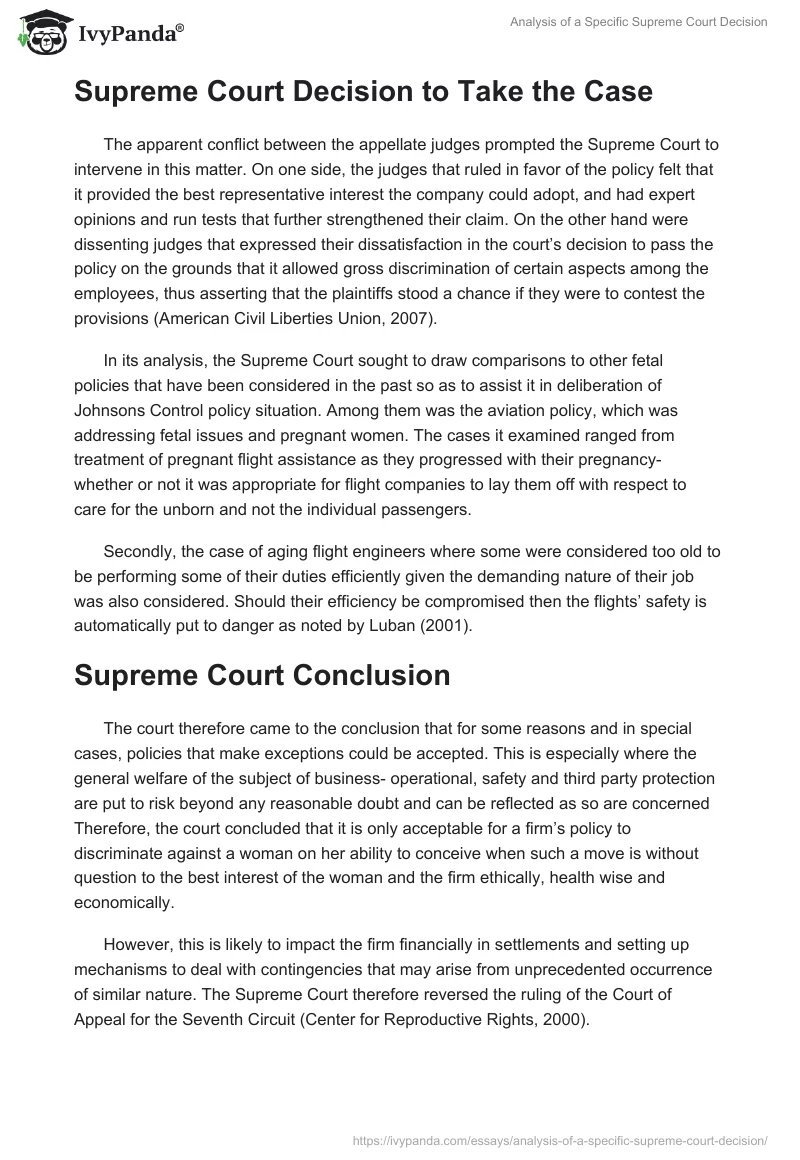 Analysis of a Specific Supreme Court Decision. Page 3