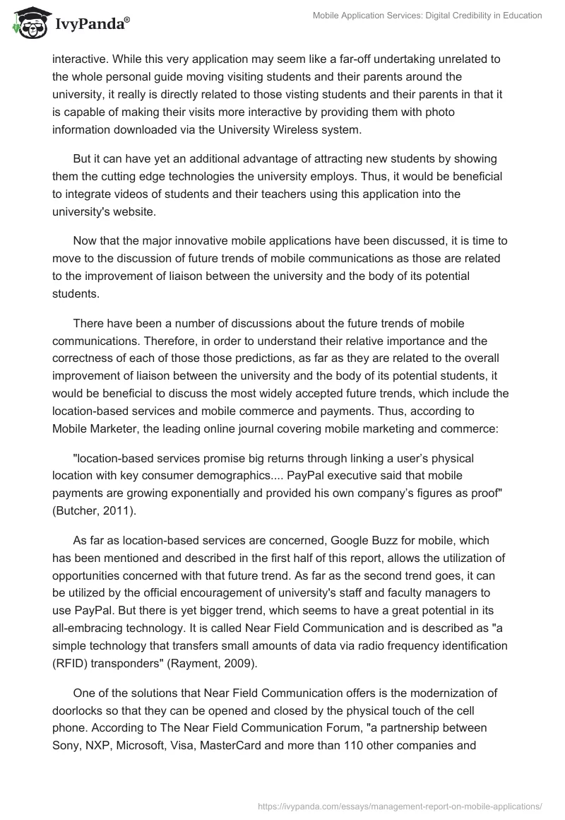Mobile Application Services: Digital Credibility in Education. Page 5