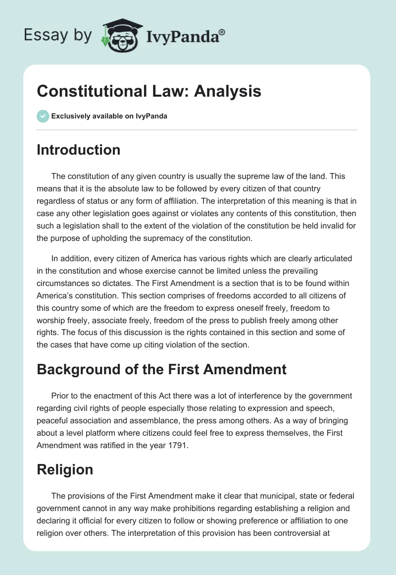 Constitutional Law: Analysis. Page 1