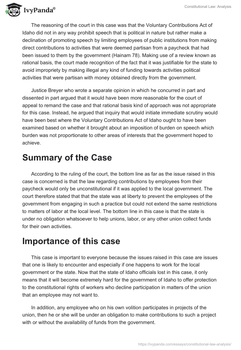 Constitutional Law: Analysis. Page 4