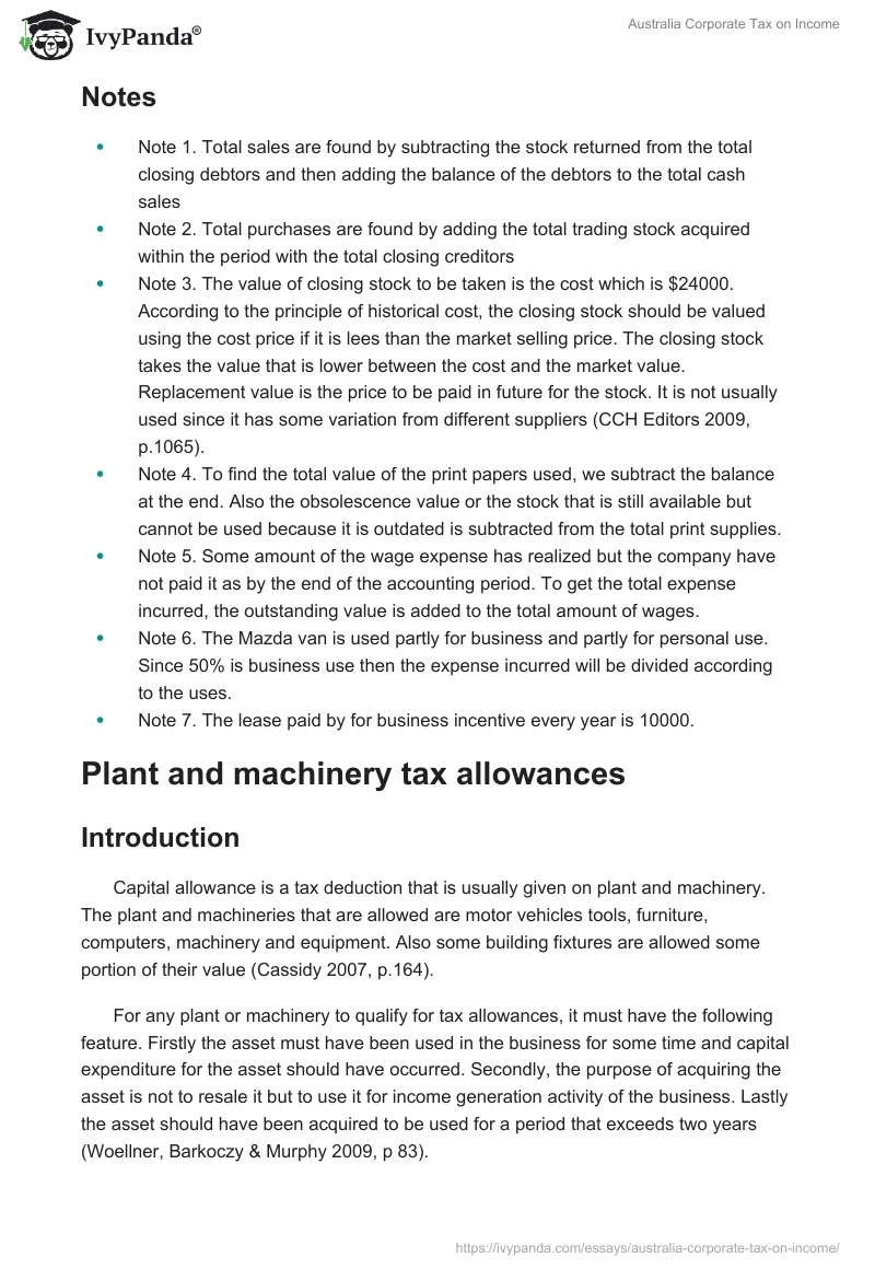 Australia Corporate Tax on Income. Page 5