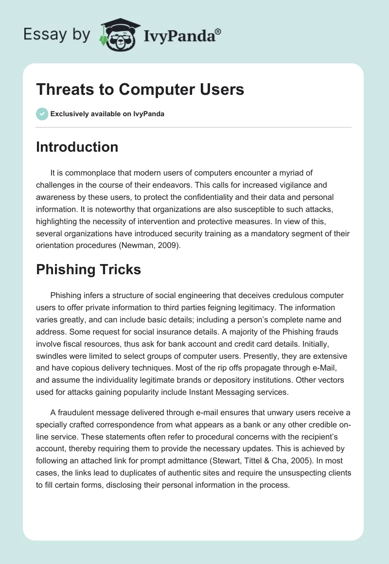 Threats to Computer Users. Page 1