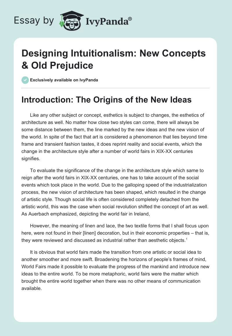 Designing Intuitionalism: New Concepts & Old Prejudice. Page 1