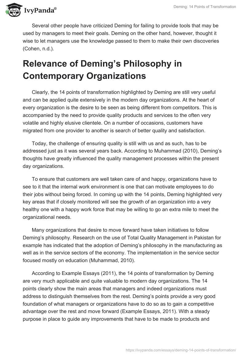 Deming: 14 Points of Transformation. Page 4