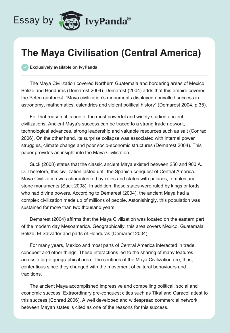 The Maya Civilisation (Central America). Page 1