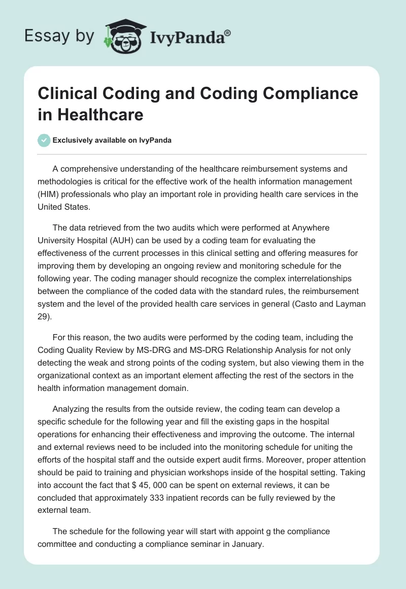 Clinical Coding and Coding Compliance in Healthcare. Page 1
