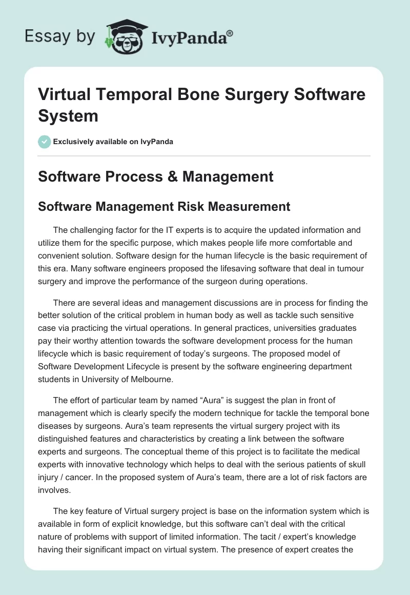 Virtual Temporal Bone Surgery Software System. Page 1