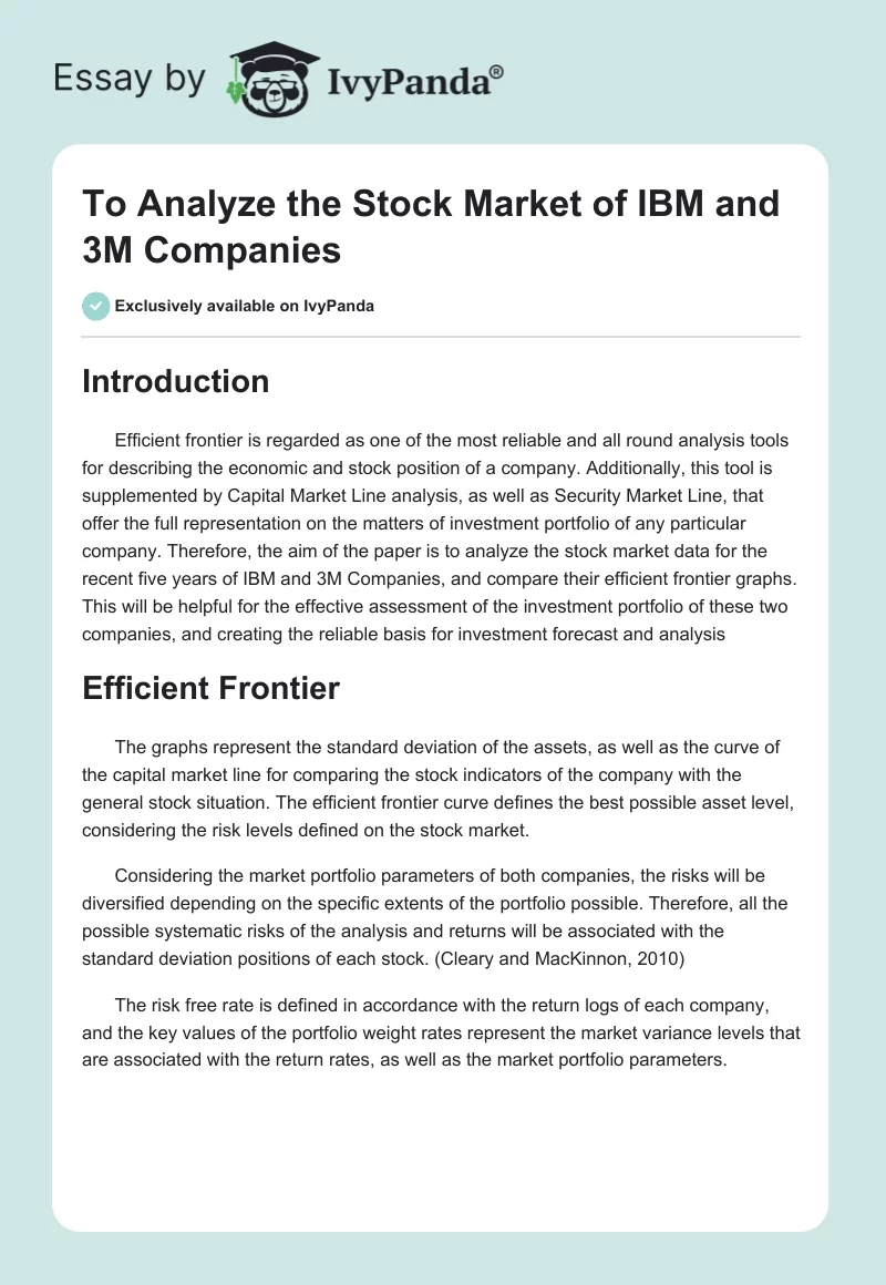 To Analyze the Stock Market of IBM and 3M Companies. Page 1