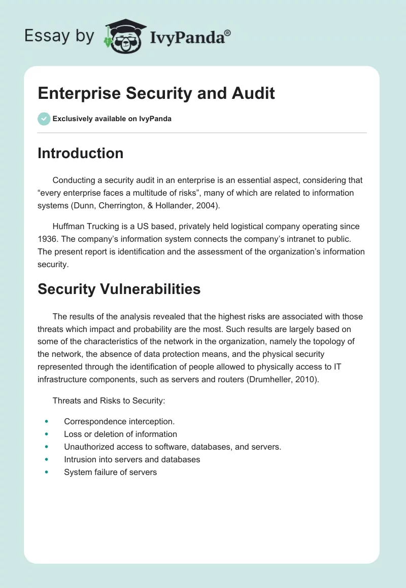 Enterprise Security and Audit. Page 1