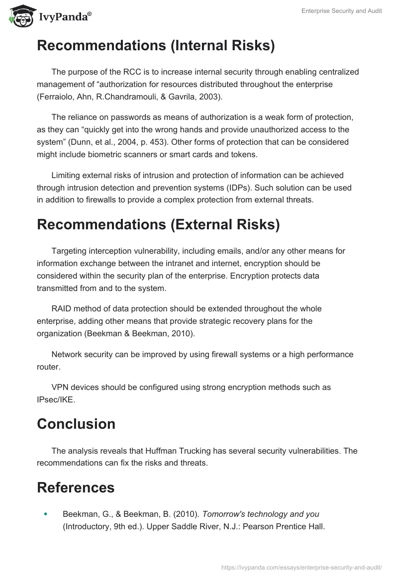 Enterprise Security and Audit. Page 2