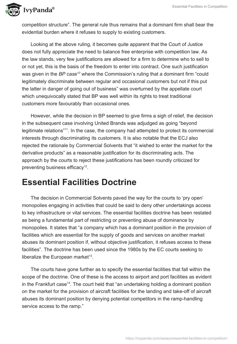 Essential Facilities in Competition. Page 3