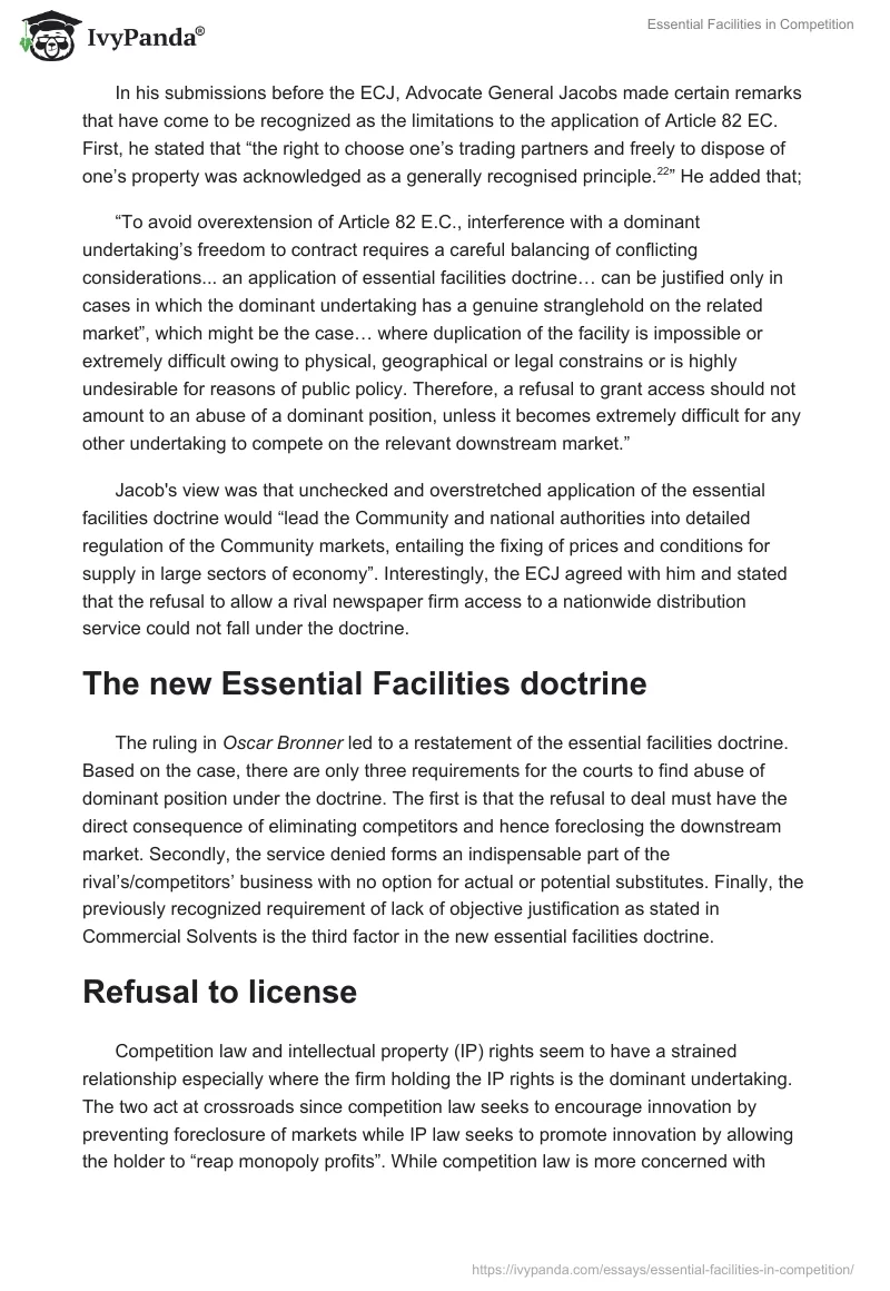 Essential Facilities in Competition. Page 5