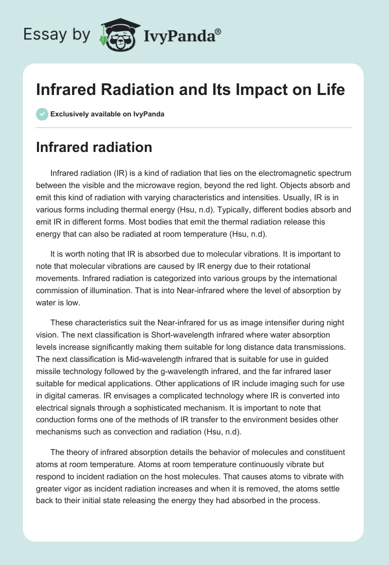 Infrared Radiation and Its Impact on Life. Page 1