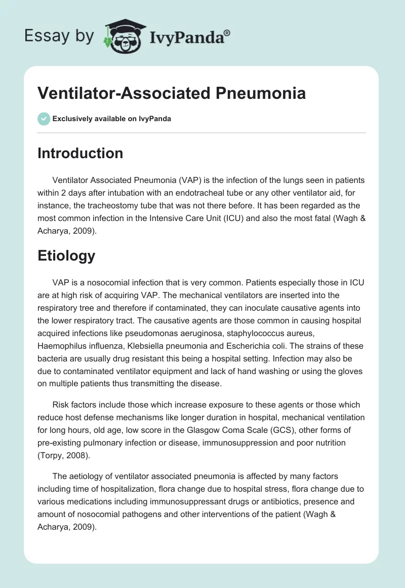 Ventilator-Associated Pneumonia. Page 1