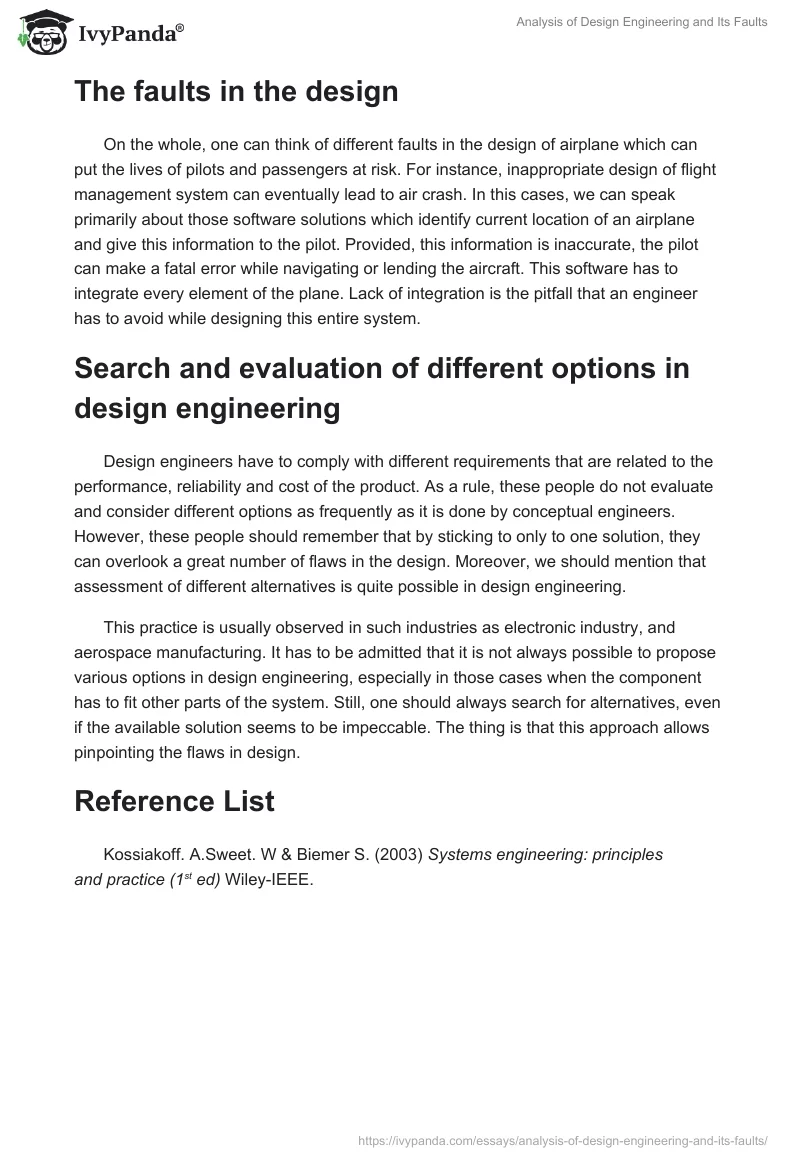 Analysis of Design Engineering and Its Faults. Page 2