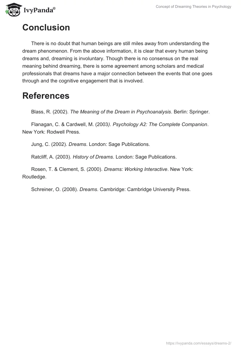 Concept of Dreaming Theories in Psychology. Page 4