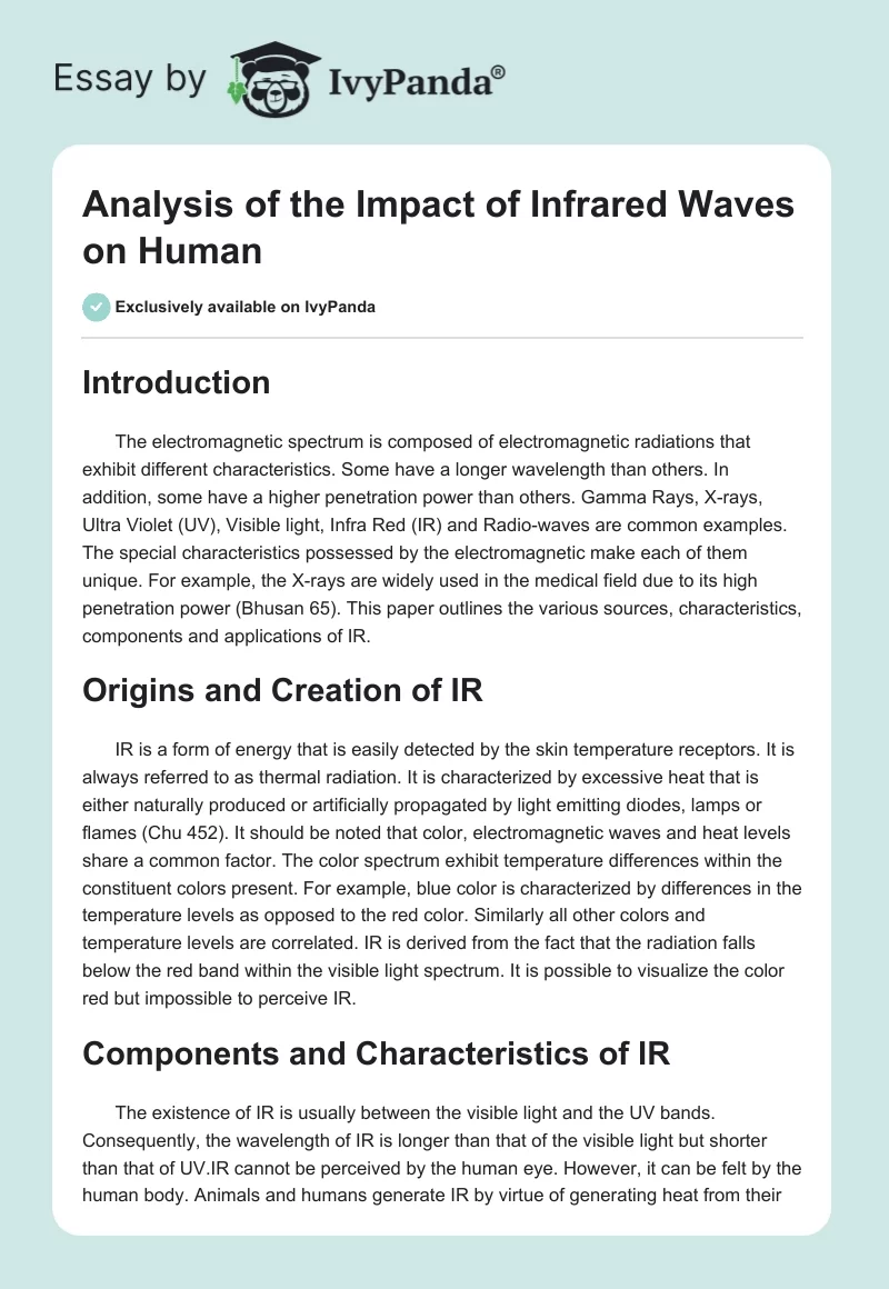 Analysis of the Impact of Infrared Waves on Human. Page 1