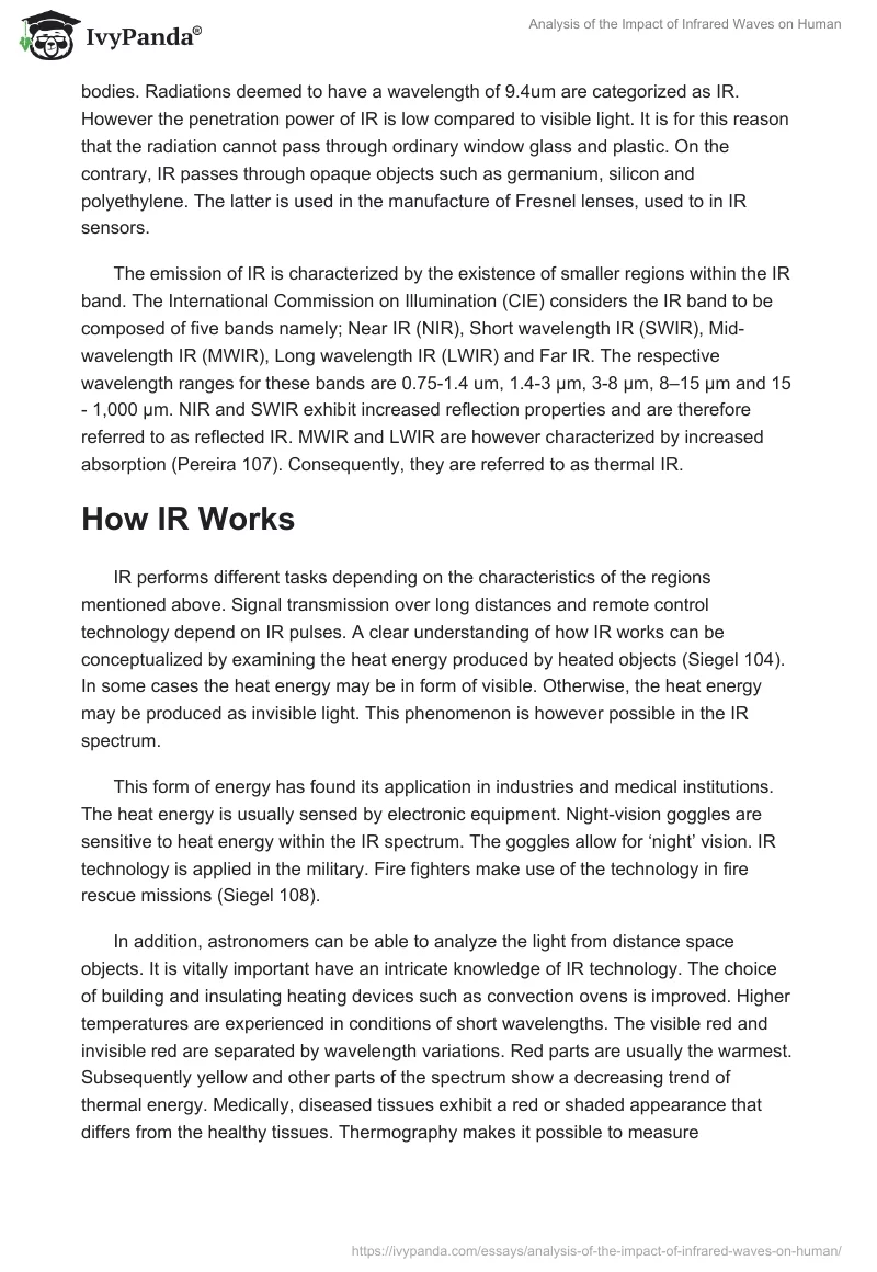 Analysis of the Impact of Infrared Waves on Human. Page 2