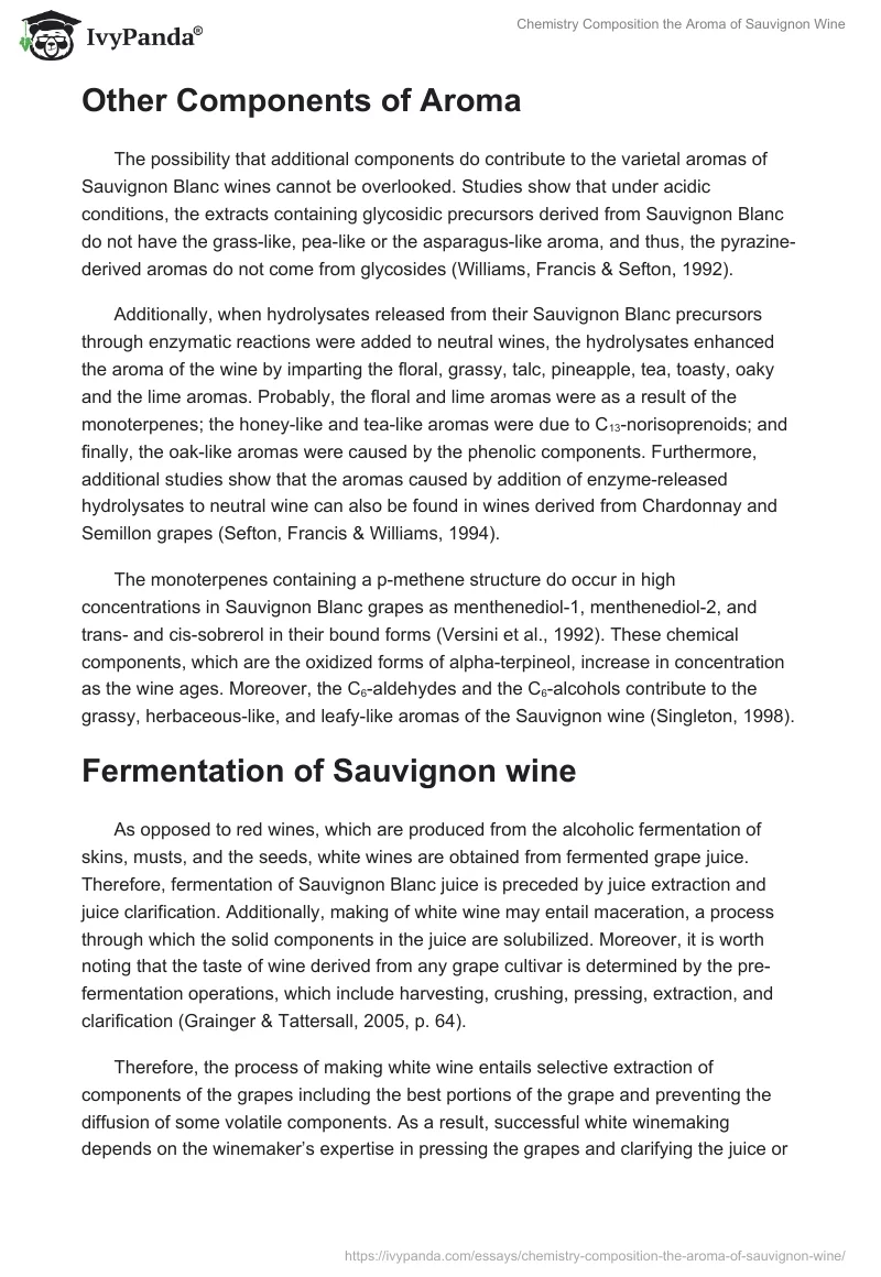 Chemistry Composition the Aroma of Sauvignon Wine. Page 3