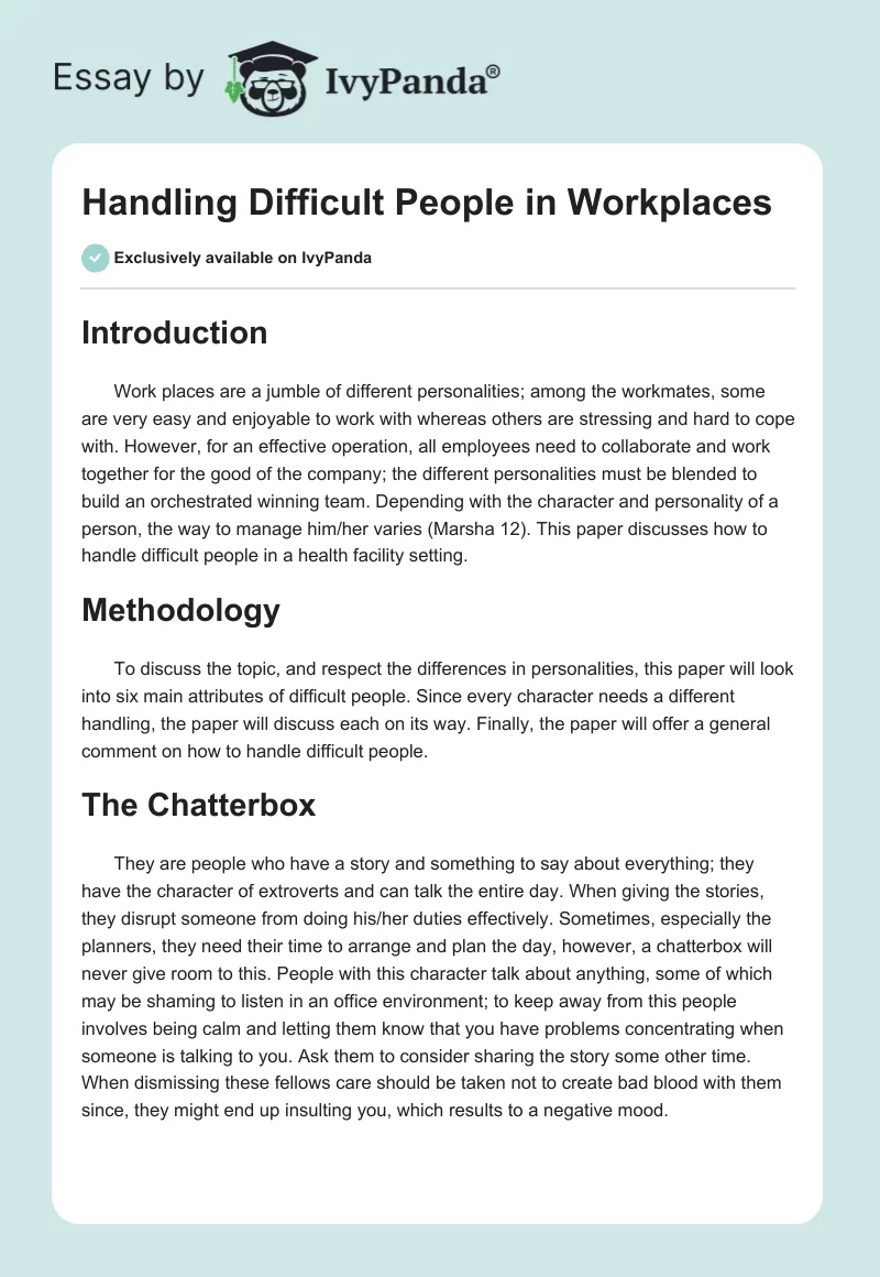 Handling Difficult People in Workplaces. Page 1
