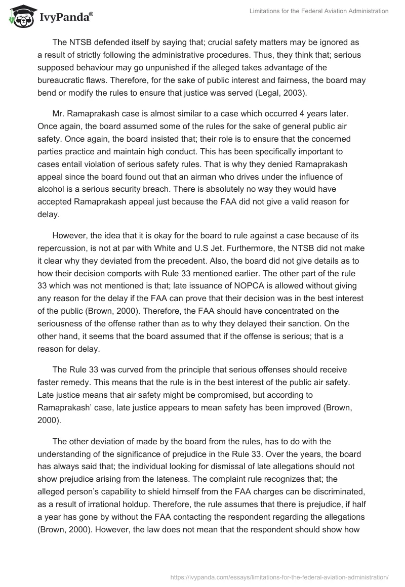 Limitations for the Federal Aviation Administration. Page 3