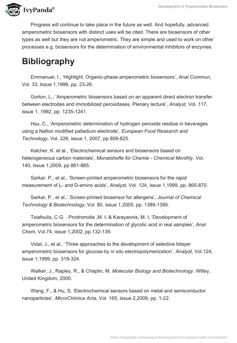 Development of Amperometric Biosensors. Page 4