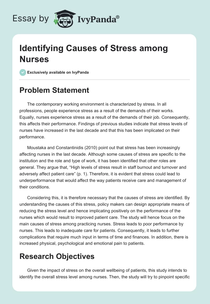Identifying Causes of Stress among Nurses. Page 1
