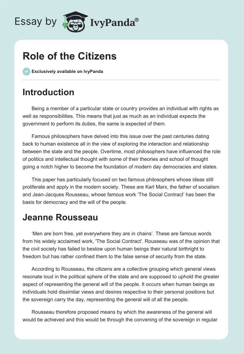 Role of the Citizens. Page 1