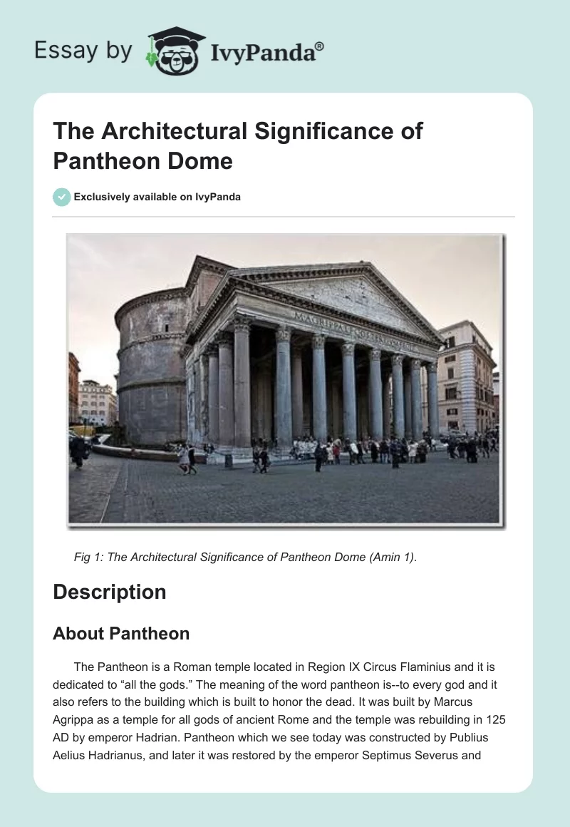 The Architectural Significance of Pantheon Dome. Page 1