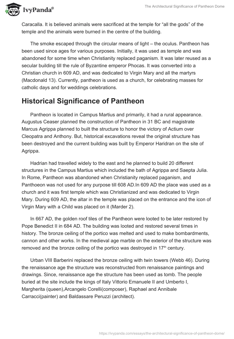 The Architectural Significance of Pantheon Dome. Page 2