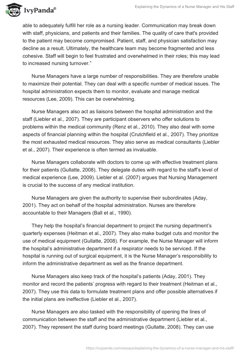 Explaining the Dynamics of a Nurse Manager and His Staff. Page 5