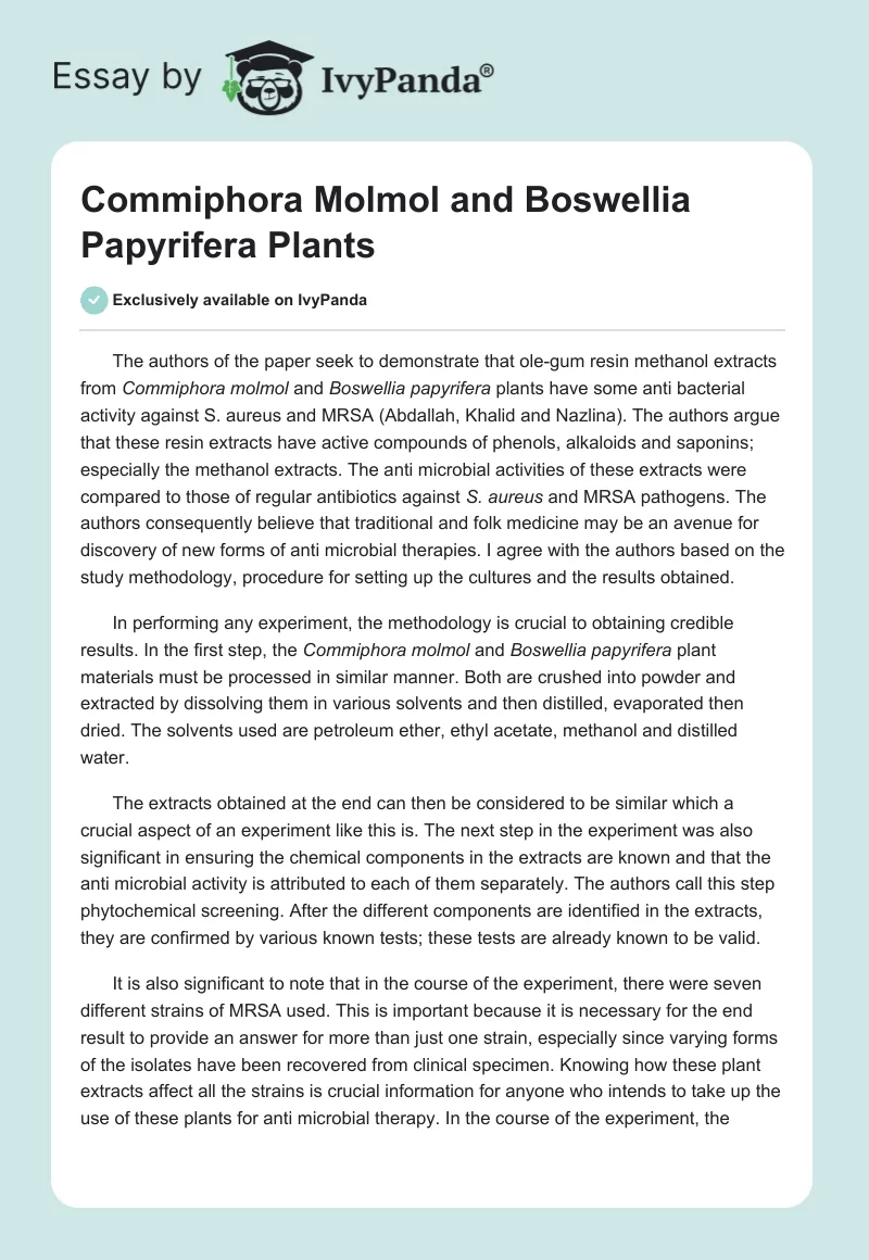 Commiphora Molmol and Boswellia Papyrifera Plants. Page 1