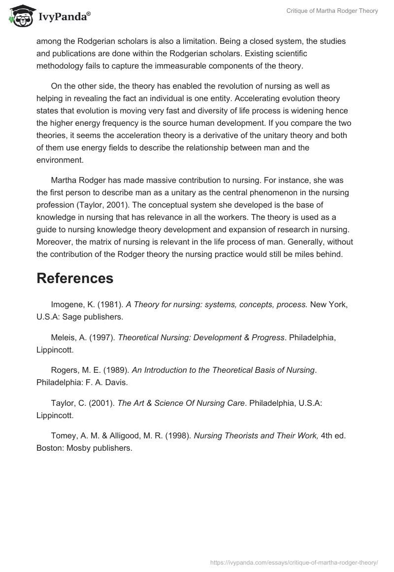 Critique of Martha Rodger Theory. Page 4