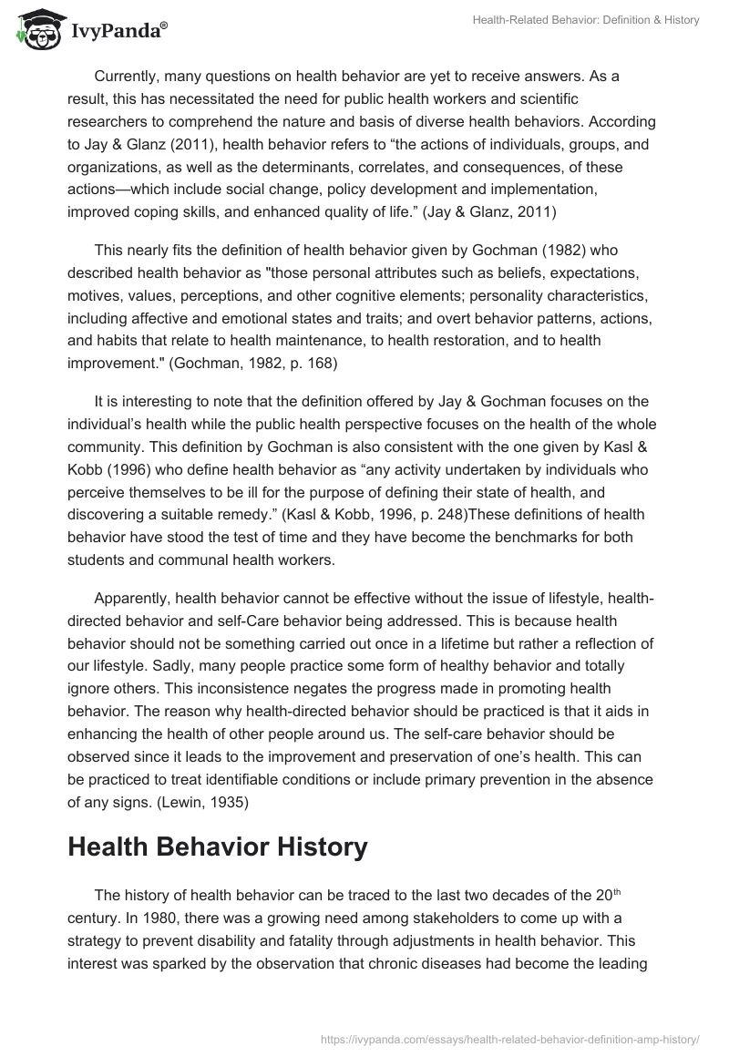 Health-Related Behavior: Definition & History. Page 2