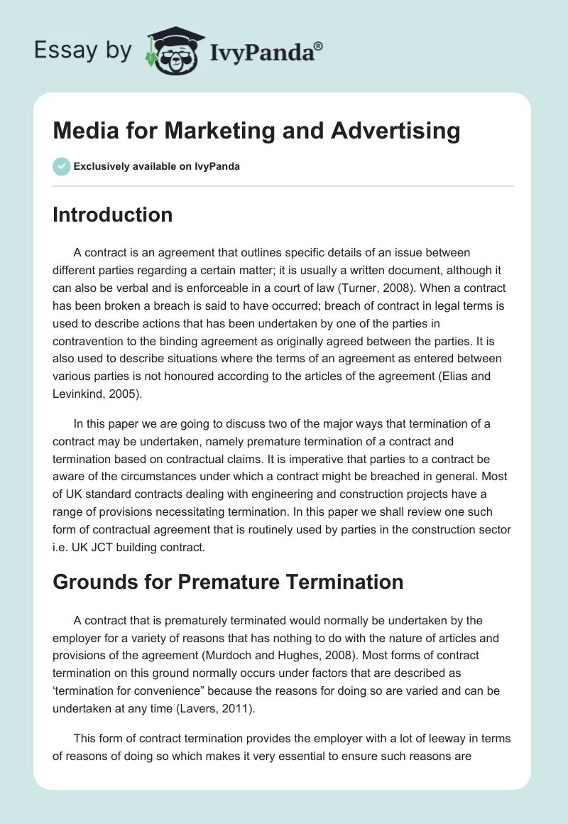 Media for Marketing and Advertising. Page 1