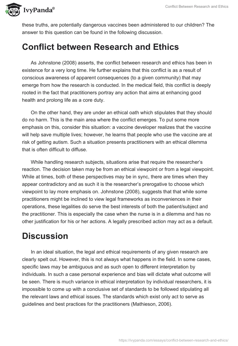 Conflict Between Research and Ethics. Page 3
