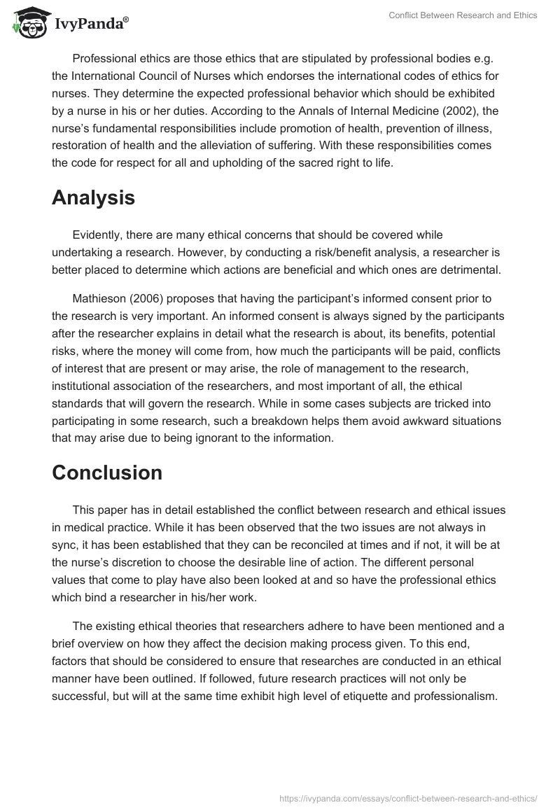 Conflict Between Research and Ethics. Page 4