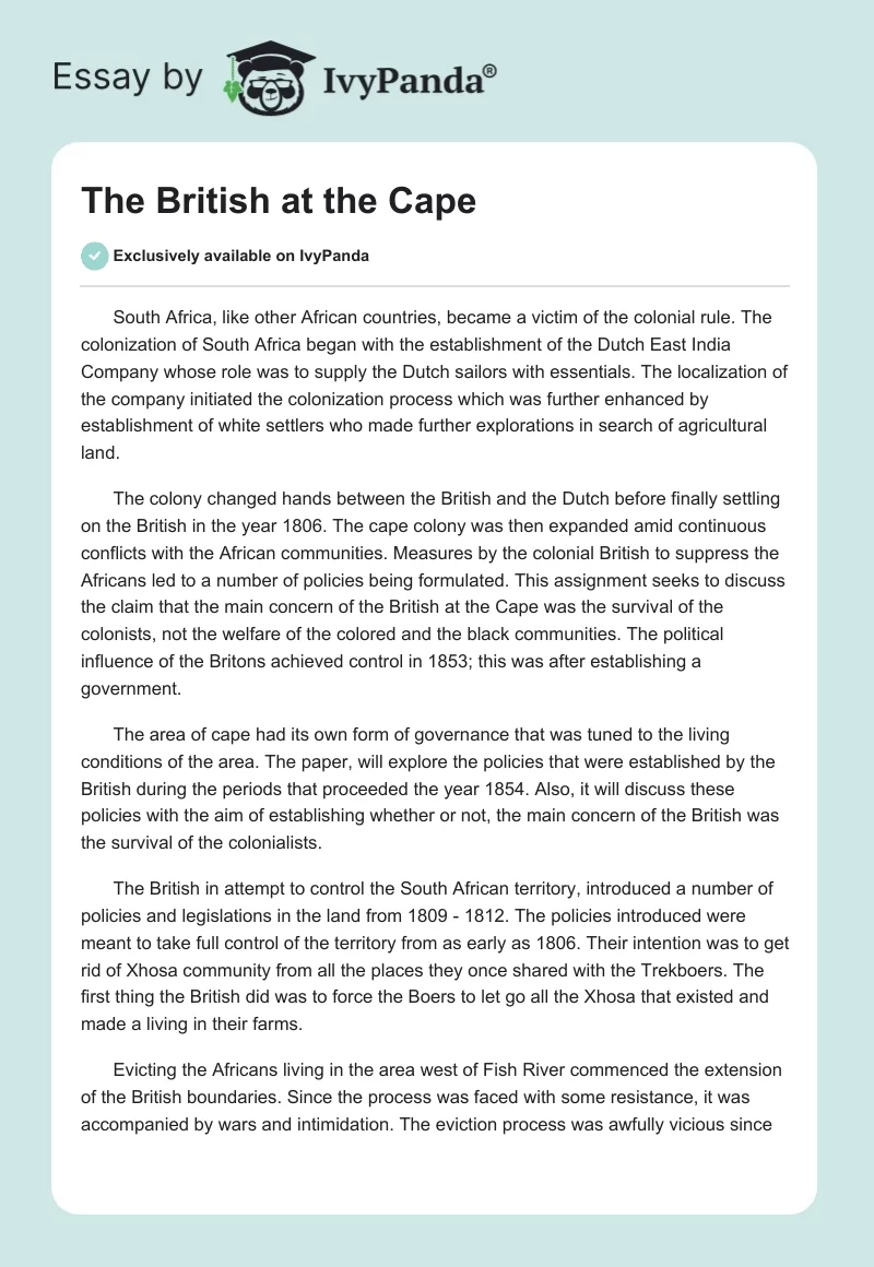 The British at the Cape. Page 1