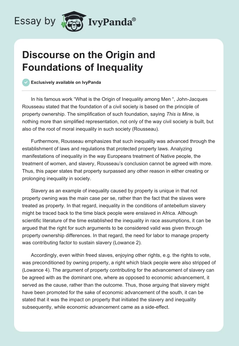Discourse on the Origin and Foundations of Inequality. Page 1