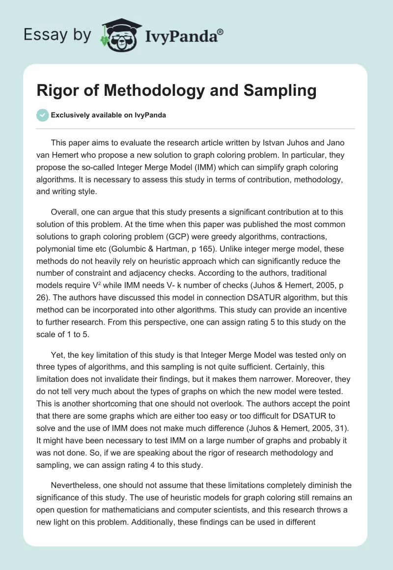 Rigor of Methodology and Sampling. Page 1